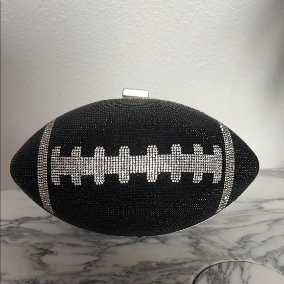 Black and Silver Football Clutch